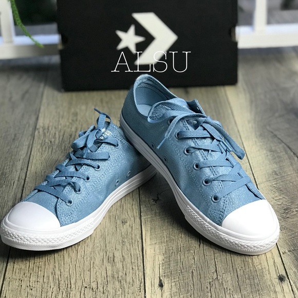 Converse Ctas OX Washed Denim Blue Silver W AUTHEN - Picture 6 of 8